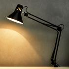 Лампа настольная Е27, шарнирная на струбцине 40Вт черная 94х16,5х16,5 см - Фото 2
