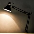 Лампа настольная Е27, шарнирная на струбцине 40Вт черная 94х16,5х16,5 см - Фото 3