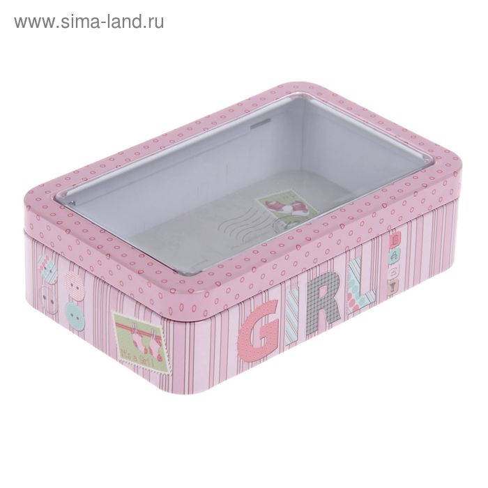 Шкатулка металл с окном "Девчоночьи секретики" 15х9,5х4,3 см - Фото 1
