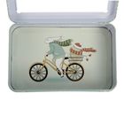 Шкатулка металл с окном "Кролик велосипедист" 15х9,5х4,3 см - Фото 3