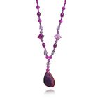 Кулон арабика "Агат фиолетовый с хрусталём" капля, 80 см - Фото 1