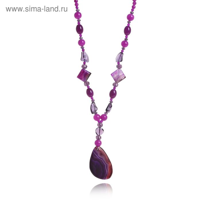 Кулон арабика "Агат фиолетовый с хрусталём" капля, 80 см - Фото 1