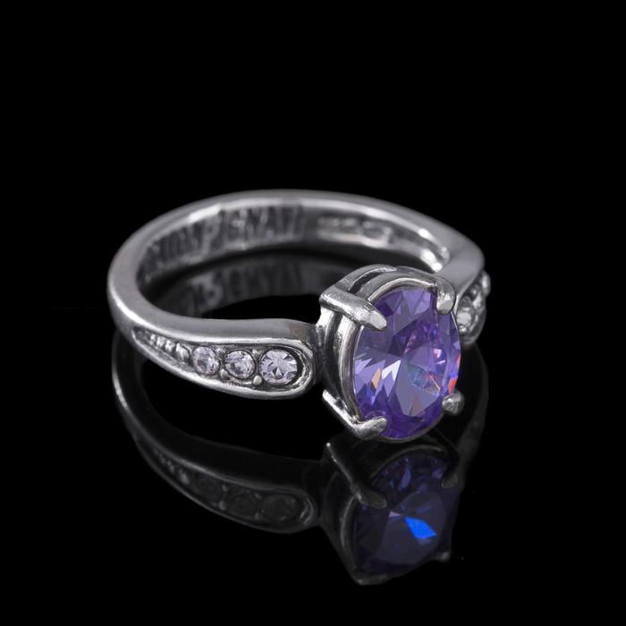 Кольцо "Нателио", размер 20, цвет фиолетовый в черненом серебре - Фото 1