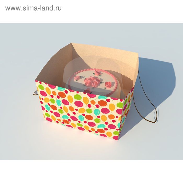 Пакет под торт "Воздушные шарики", 30х30х30 см - Фото 1