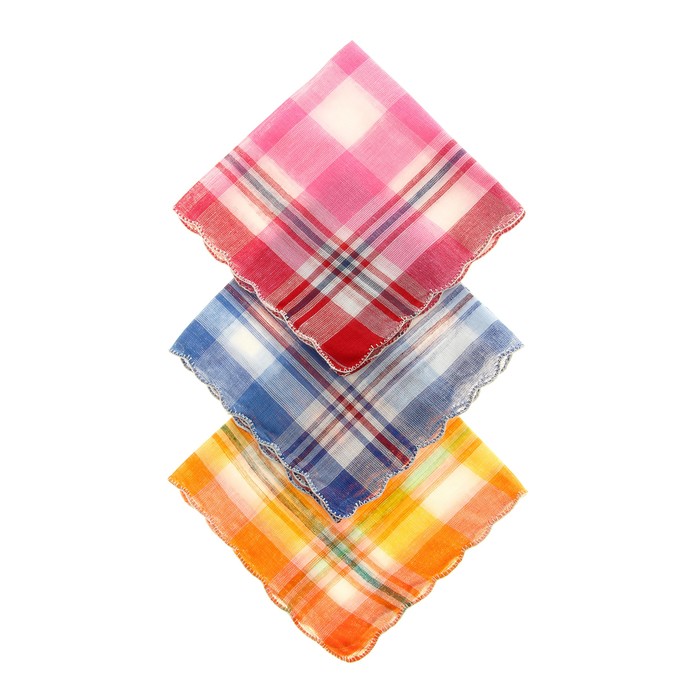 Платки носовые женские Цветная клетка 28*28 см, 12 шт, цвета МИКС 100% хлопок - Фото 1