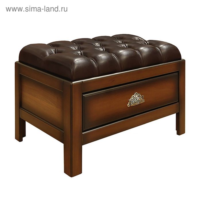 Банкетка ср. "Честер" / итальянский орех, кожа кор - Фото 1