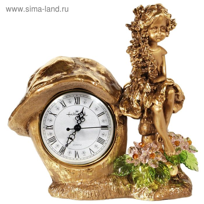 Часы "Лесная фея", с хрустальными цветами, 6016 ROS - Фото 1