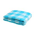 Одеяло байковое хлопчатобумажное, цвет голубой, клетка, размер 212х150 см, 470 г/м2, принт микс - Фото 1