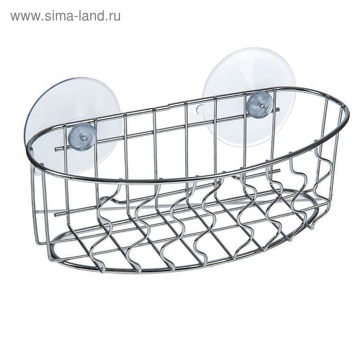 Корзина на присосках Доляна, 17×7,5×6 см, цвет серый - Фото 1