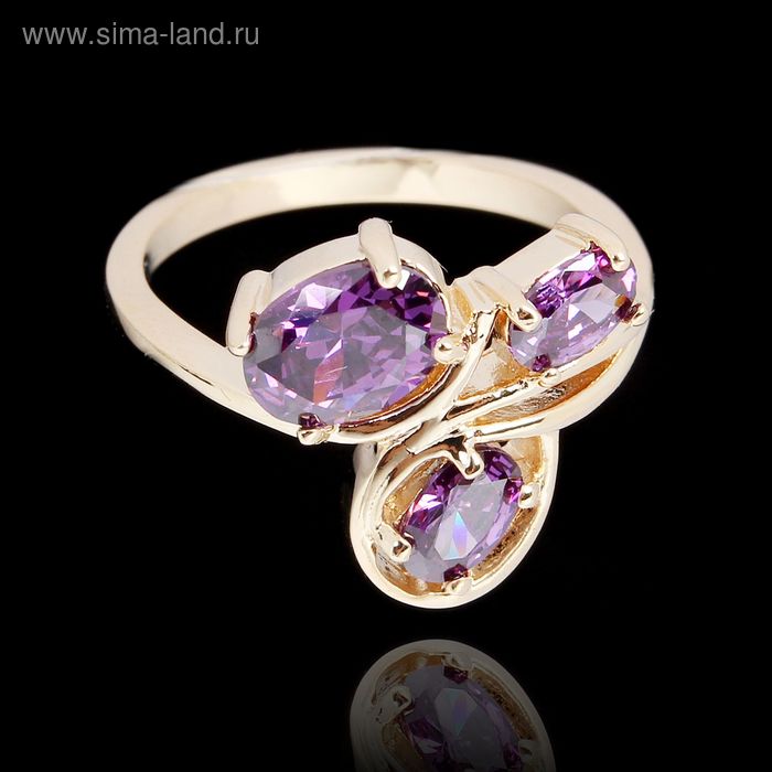 Кольцо "Фианит", цвет фиолетовый, бант, размер 19 - Фото 1
