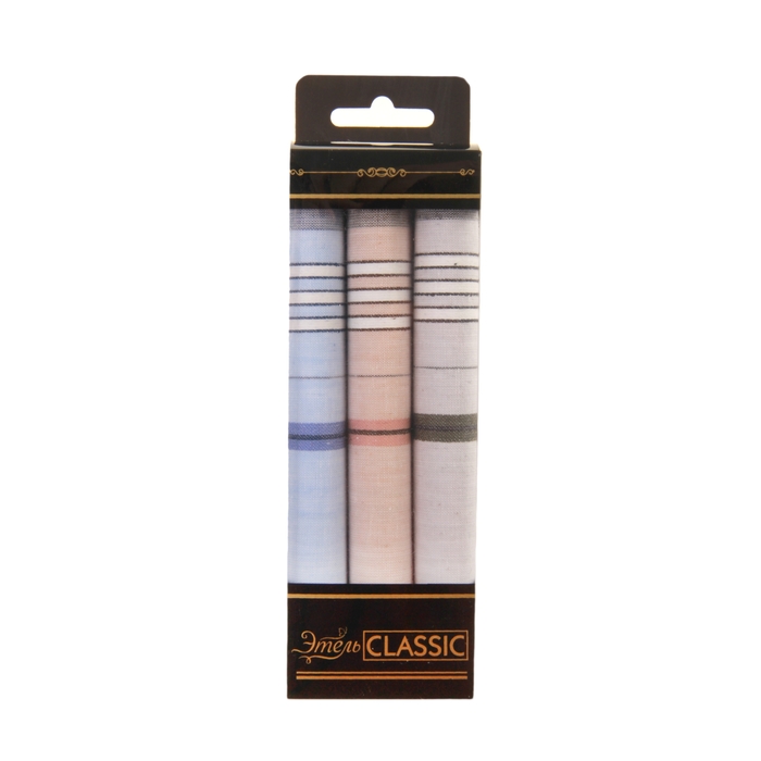 Набор муж. платки Мережка 38*38 см - 3 шт., 100% хлопок - Фото 1