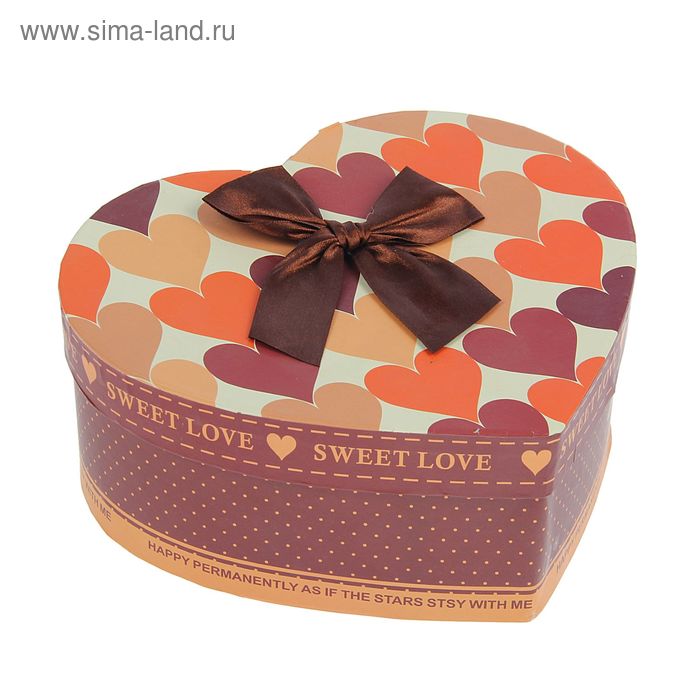 коробка подарочная"Сердца" (22,5*21*9,2см), оранжевый - Фото 1