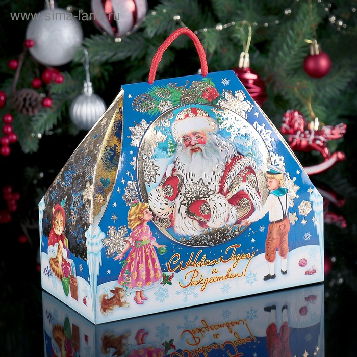 Подарочная коробка "Новогодний привет", шапка-невидимка, синий, сборная, 21,5 х 11 х 19 см - Фото 1