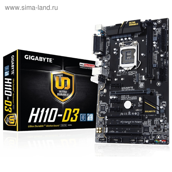 Материнская плата Gigabyte GA-H110-D3, Soc-1151, Intel H110, 2xDDR4, ATX, Ret - Фото 1