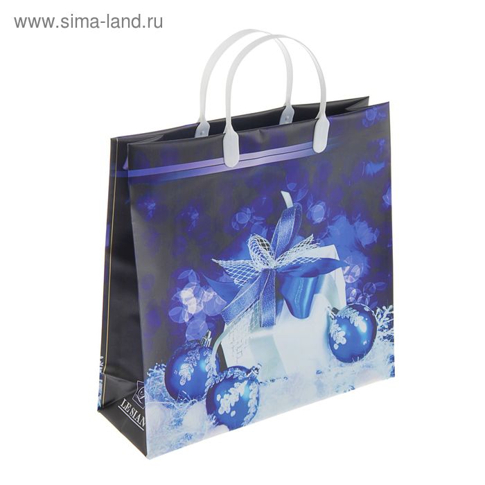 Пакет "Синие шарики, подарки", мягкий пластик, 30 х 30 см, 140 мкм - Фото 1