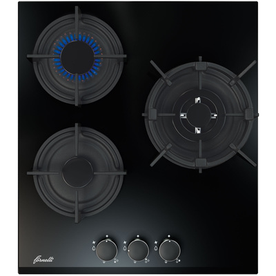 Варочная поверхность Fornelli PGA 45 FIERO BL, газовая, 3 конфорки, WOK-адаптер, чёрная