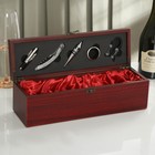 Набор для вина Доляна, 6 предметов: кейс для бутылки, каплеуловитель, штопор, пробка, кольцо, нож для фольги - фото 4178475