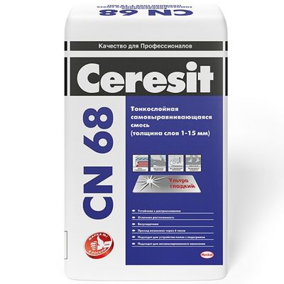 Тонкослойная самовыравнивающаяся смесь Ceresit CN 68 (толщина 1-15 мм), 25 кг
