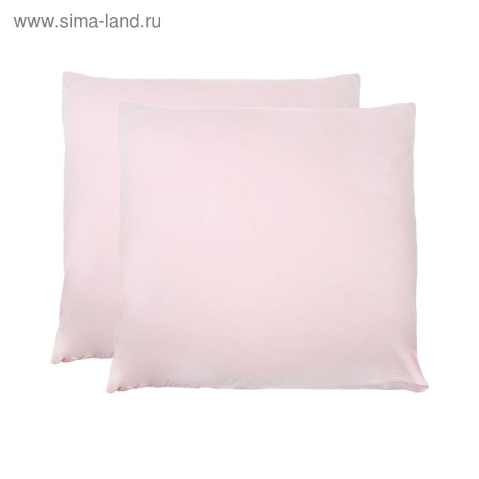 Наволочки трикотажные на молнии, размер 70х70 см-2 шт., цвет розовый - Фото 1