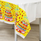 Скатерть одноразовая «С днём рождения», торт, 180х137 см, желтая - Фото 3