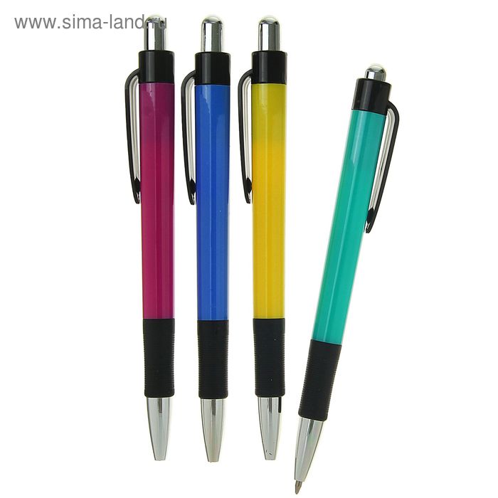 Ручка шариковая, автоматическая, 0.8 мм, «Скорость», с резиновым держателем, МИКС - Фото 1