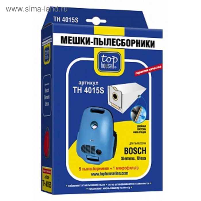 Двухслойные мешки-пылесборники  Top House 4015 S, 5 шт + 1 микрофильтр - Фото 1
