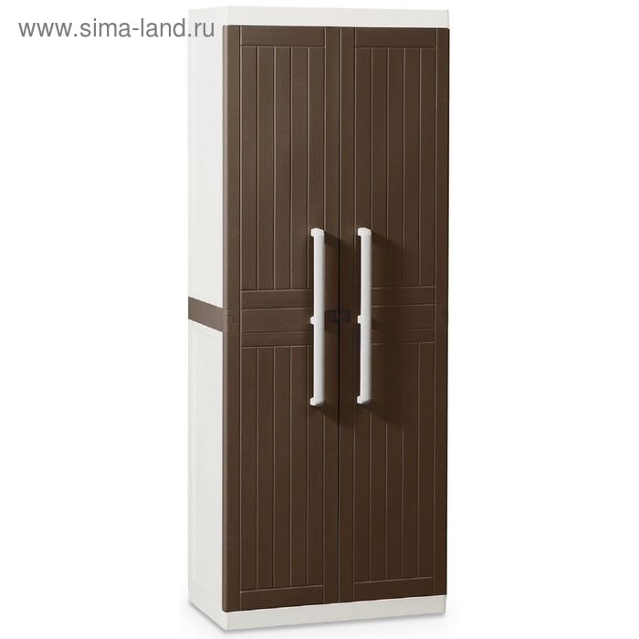 Шкаф 2-х дверный, 650 х 370 х 850 мм, пластик, цвет коричневый / белый - Фото 1
