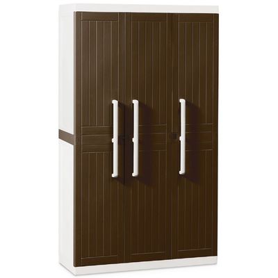 Шкаф 3-х дверный, 970 × 370 × 1650 мм, пластик, цвет коричневый / белый