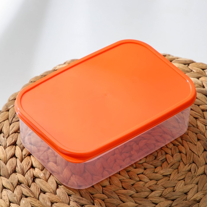 Набор контейнеров пищевых прямоугольных Доляна, 3 шт: 150 мл, 500 мл, 1,2 л, цвет оранжевый - фото 1895075274