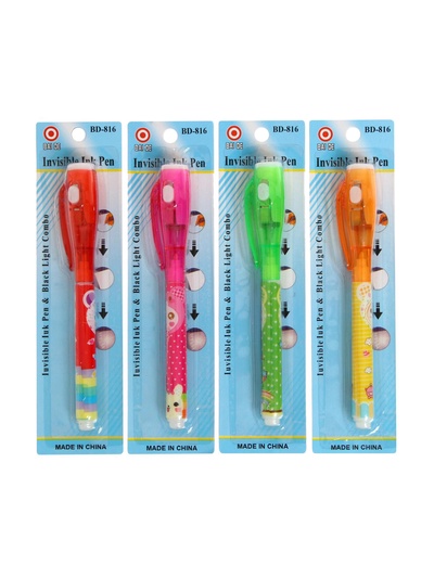 Маркер с невидимыми чернилами Calligrata «Шпион», надпись видно при подсвечивании фонариком, МИКС