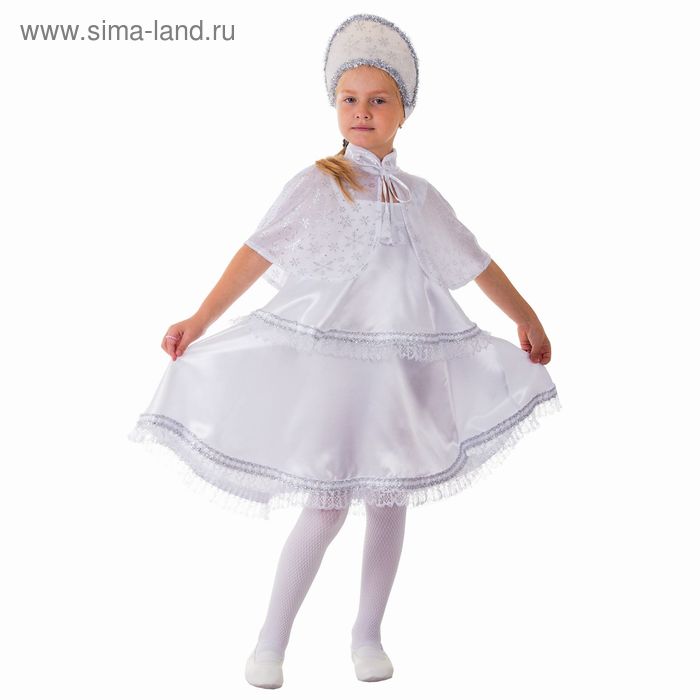 Карнавальный костюм "Снежинка", сарафан 2-ярусный, пелерина, кокошник, р-р 56, рост 104 см - Фото 1