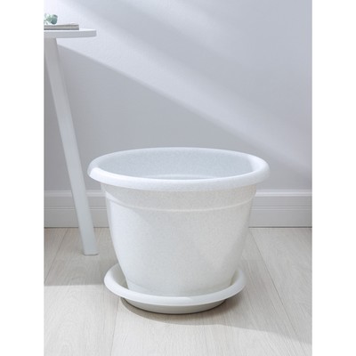 Горшок для цветов с поддоном InGreen Aphrodite, 25.8 л, пластиковый, мраморный