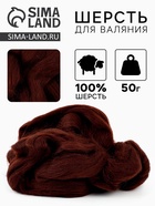 Шерсть для валяния 100% полутонкая шерсть 50 гр (063, шоколад) - Фото 1