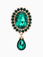 Брошь «Овал» с каплей, зелёная в золоте - Фото 1