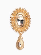 Брошь «Овал» с каплей, зелёная в золоте - Фото 2