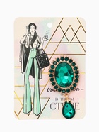 Брошь «Овал» с каплей, зелёная в золоте - Фото 5