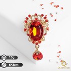 Брошь «Овал» с каплей, цвет красный в золоте - Фото 1