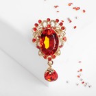 Брошь «Овал» с каплей, цвет красный в золоте - Фото 2