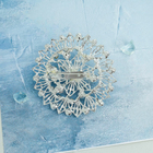 Брошь «Круг» ажурный, цвет белый в серебре - Фото 2