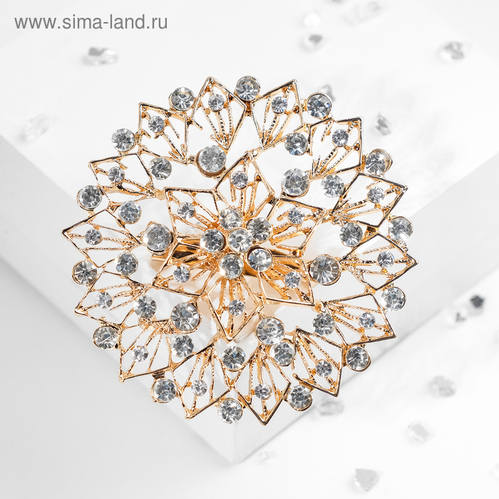 Брошь «Круг ажурный», цвет белый в золоте - Фото 1