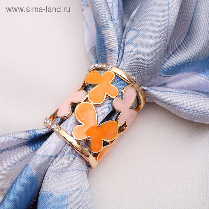 Муфта для платка "Бабочки", цвет оранжево-розовый в золоте - Фото 1