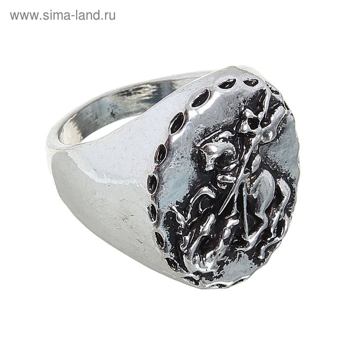 Кольцо мужское "Перстень" с гравировкой, цвет чернёное серебро, размер 19, 20, 21 микс - Фото 1