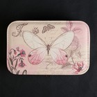 Шкатулка кожзам под часы 1 отделение и бижутерию "Бабочка на розовом" 22,5х7,5х15 см - Фото 5