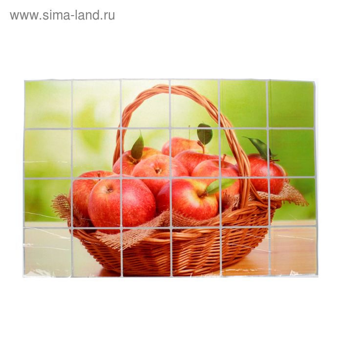 Наклейка на кафельную плитку "Корзина с яблоками" 90х60 см - Фото 1