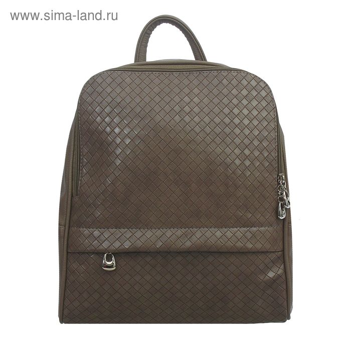 Рюкзак молодёжный на молнии, 1 отдел, 2 наружных кармана, серо-коричневый - Фото 1