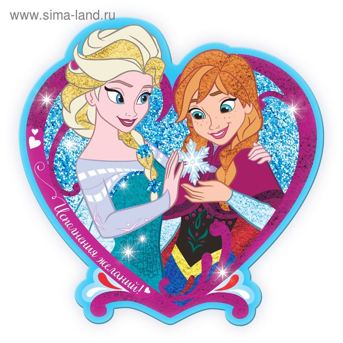 Фреска песком (9 цветов) и блёстками "Исполнения желаний", Холодное сердце, бонус: игра - Фото 1