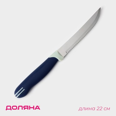 Нож кухонный для цитрусовых Доляна «Страйп», зубчатое лезвие 11,5 см, цвет синий