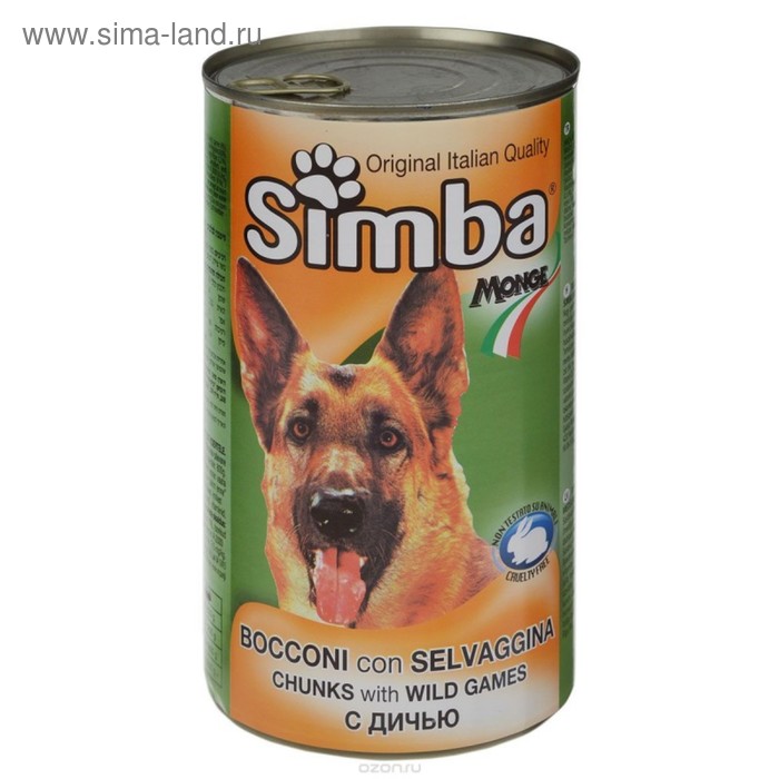 Влажный корм Simba Dog для собак, кусочки дичи, ж/б, 1230 г - Фото 1