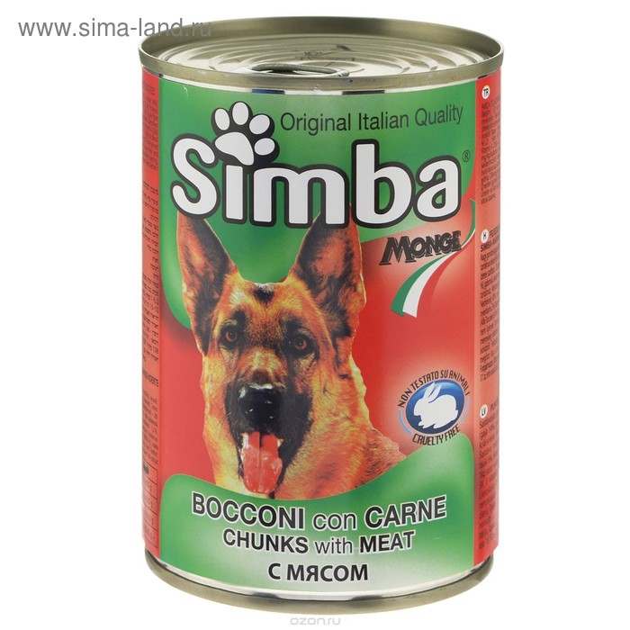 Влажный корм Simba Dog для собак, кусочки мяса, ж/б, 1230 г - Фото 1