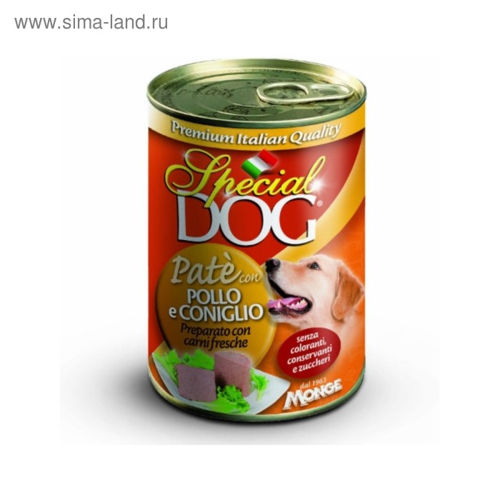 Влажный корм Special Dog для собак, паштет курица с кроликом, ж/б, 400 г - Фото 1